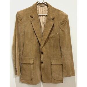 VTG Joe Namath Corduroy Blazer Men 42R 2-Button Camel Tan Classic Retro Academia